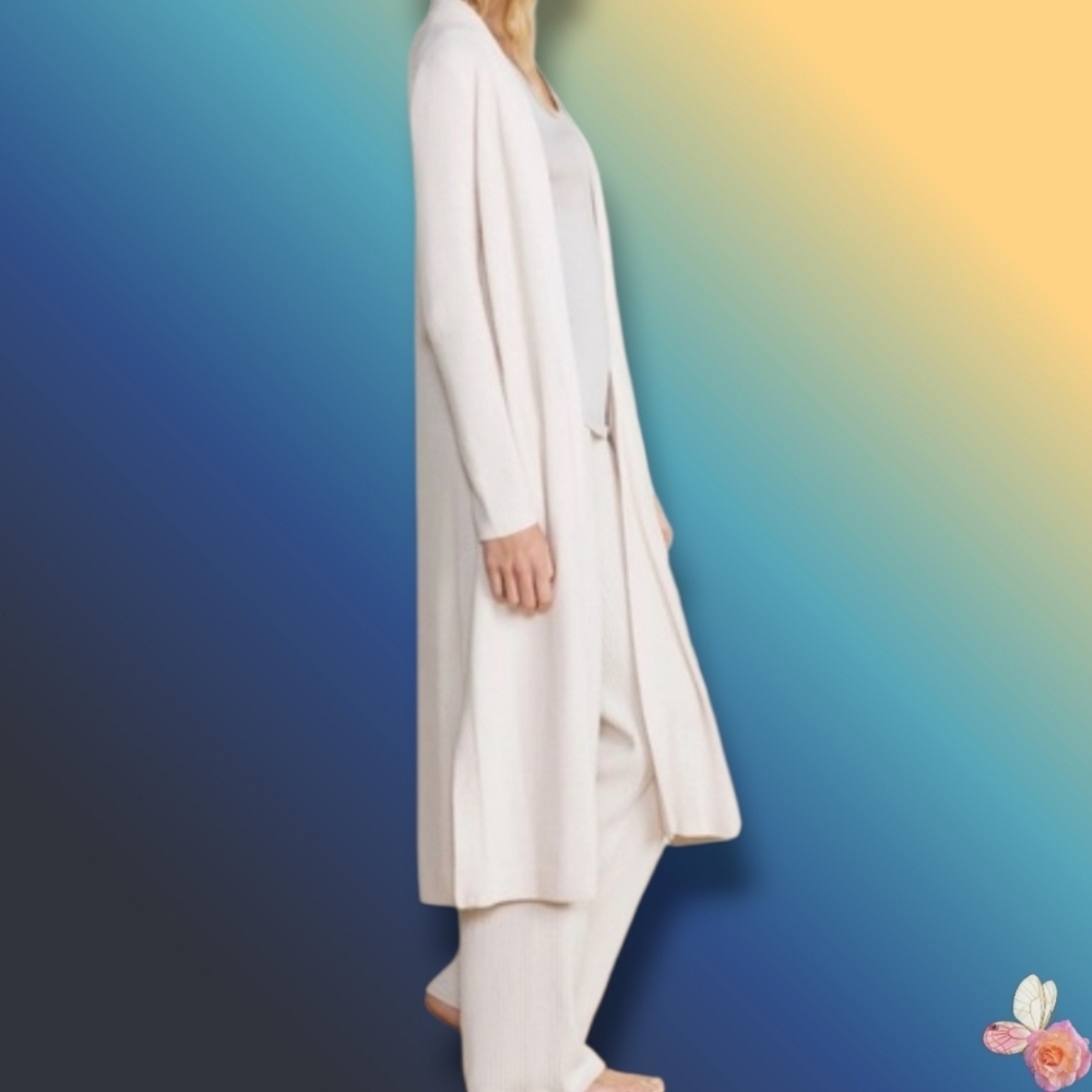 Barefoot Dreams Pearl White Long Cardigan XL - Picture 2 of 5